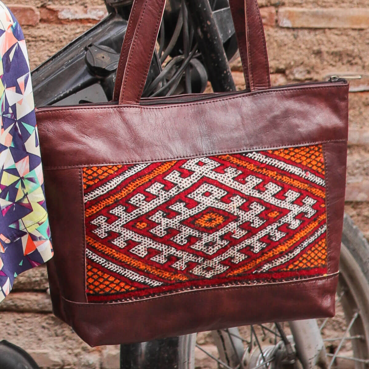Handcrafted Kilim HandBag - GFM -giftsfrommorocco-morocco leather