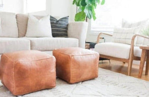 Set of 2 Pouf, Moroccan Pouf, Ottoman Pouf