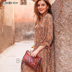Moroccan bag rug kilim leather bag