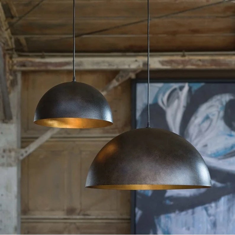 Set OF 2 , Brass Dome Pendant,Lamp Brass Oxide