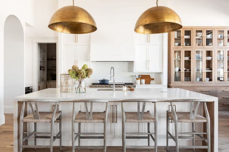 Set OF 2 , Brass Dome Pendant,Lamp Brass Oxide