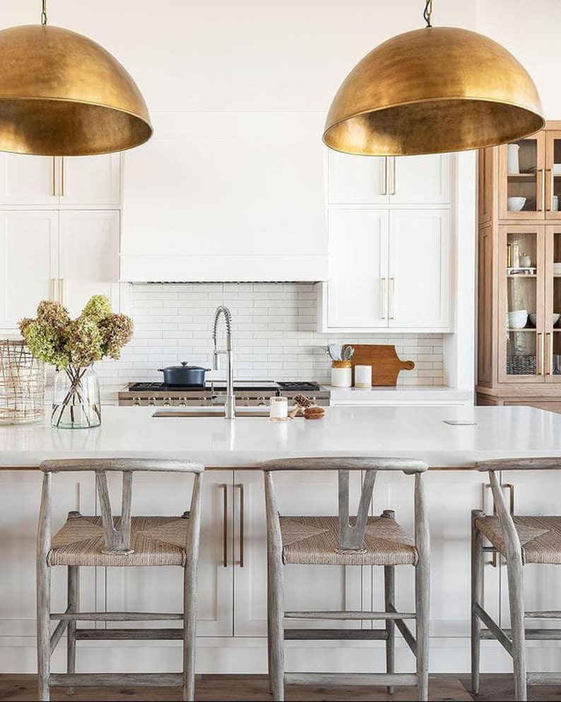 Set of 2 Handmade Metal Dome Pendant Light