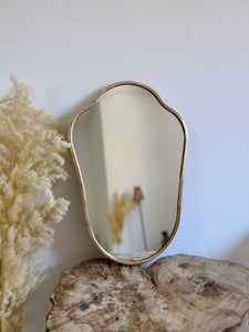 Antique Brass Mirror - Italian Shield Form Wall Mirror - Handcrafted Brass Frame