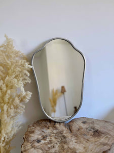 Antique Brass Mirror - Italian Shield Form Wall Mirror - Handcrafted Brass Frame