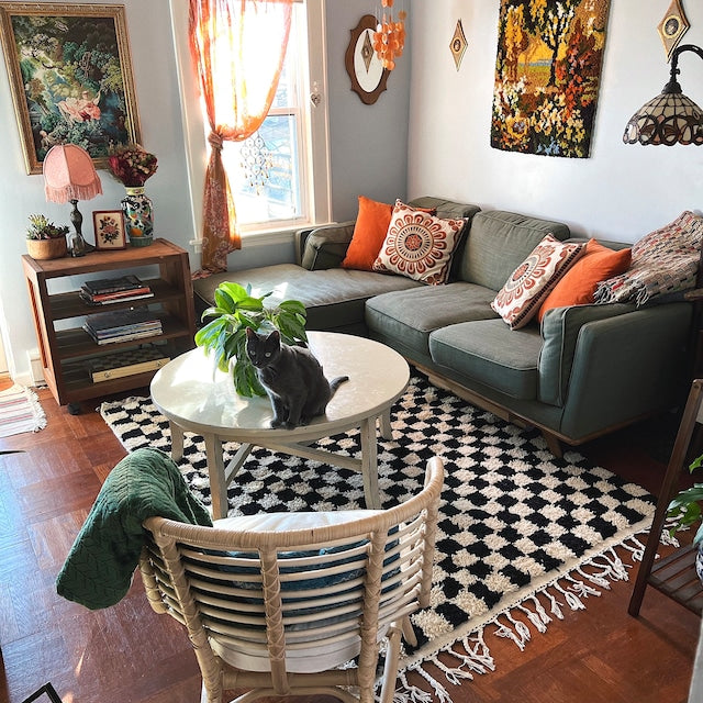 Black and white checkered rug! wool checkerboard rugs.