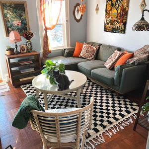 Black and white checkered rug! wool checkerboard rugs.