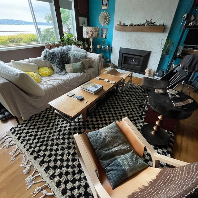 Black and white checkered rug! wool checkerboard rugs.