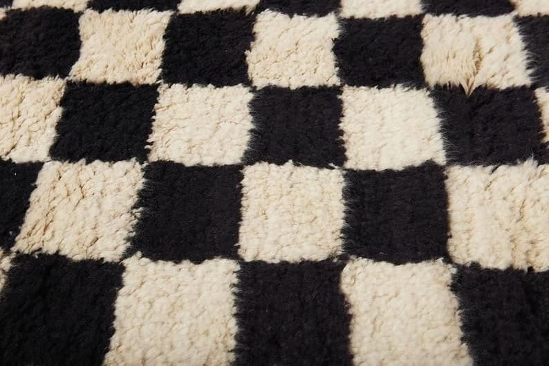Black and white checkered rug! wool checkerboard rugs.