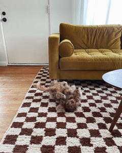 Brown Checkered area rug - Moroccan Berber rug