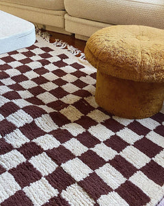 Brown Checkered area rug - Moroccan Berber rug