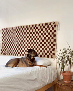 Brown Checkered area rug - Moroccan Berber rug