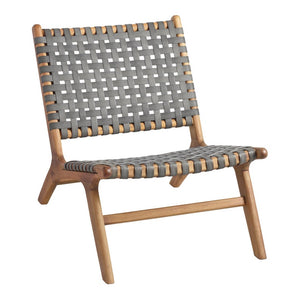 Chair with wood natural oil finish and resin wicker with gray finish