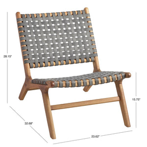Chair with wood natural oil finish and resin wicker with gray finish