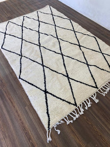 Custom Moroccan Berber Wool Black and white beni ourain rug