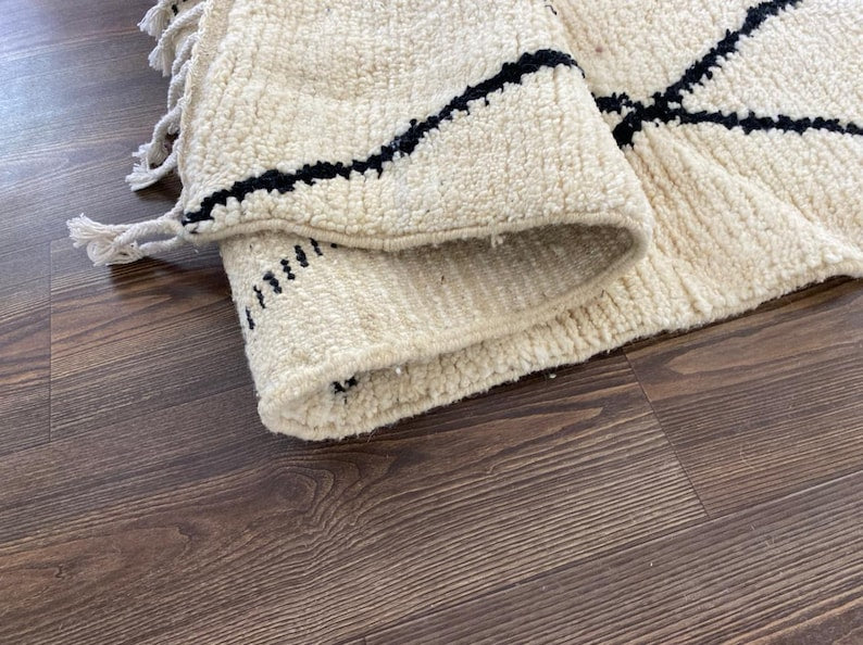 Custom Moroccan Berber Wool Black and white beni ourain rug