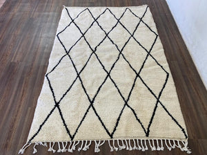 Custom Moroccan Berber Wool Black and white beni ourain rug
