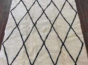 Custom Moroccan Berber Wool Black and white beni ourain rug