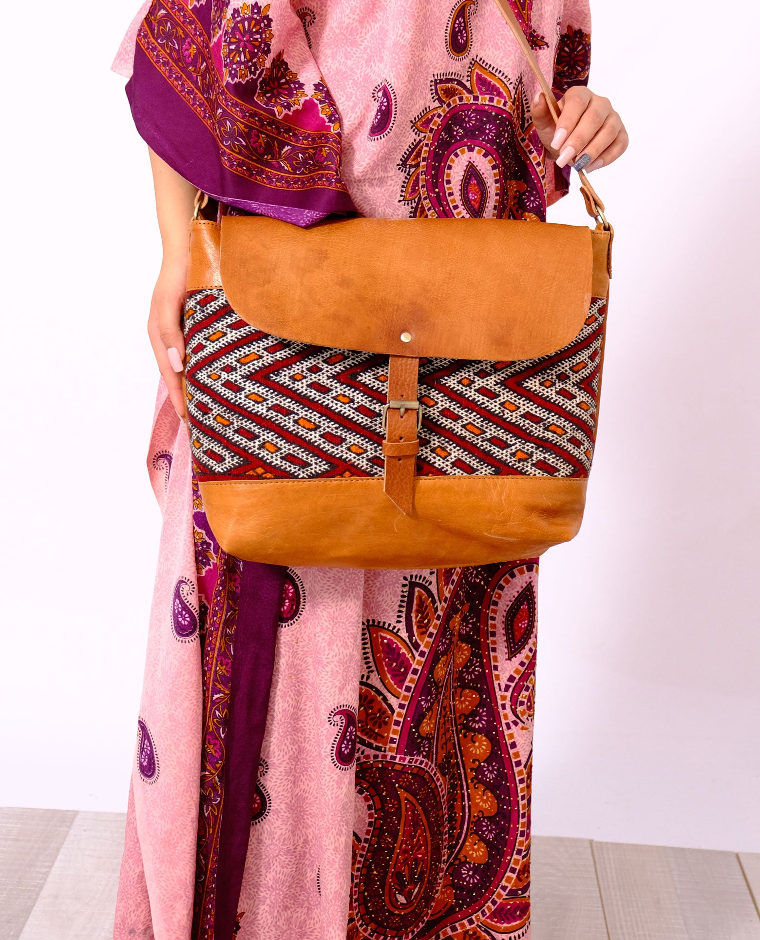 GFM | Kilim Shoulder bag - GFM -giftsfrommorocco-morocco leather