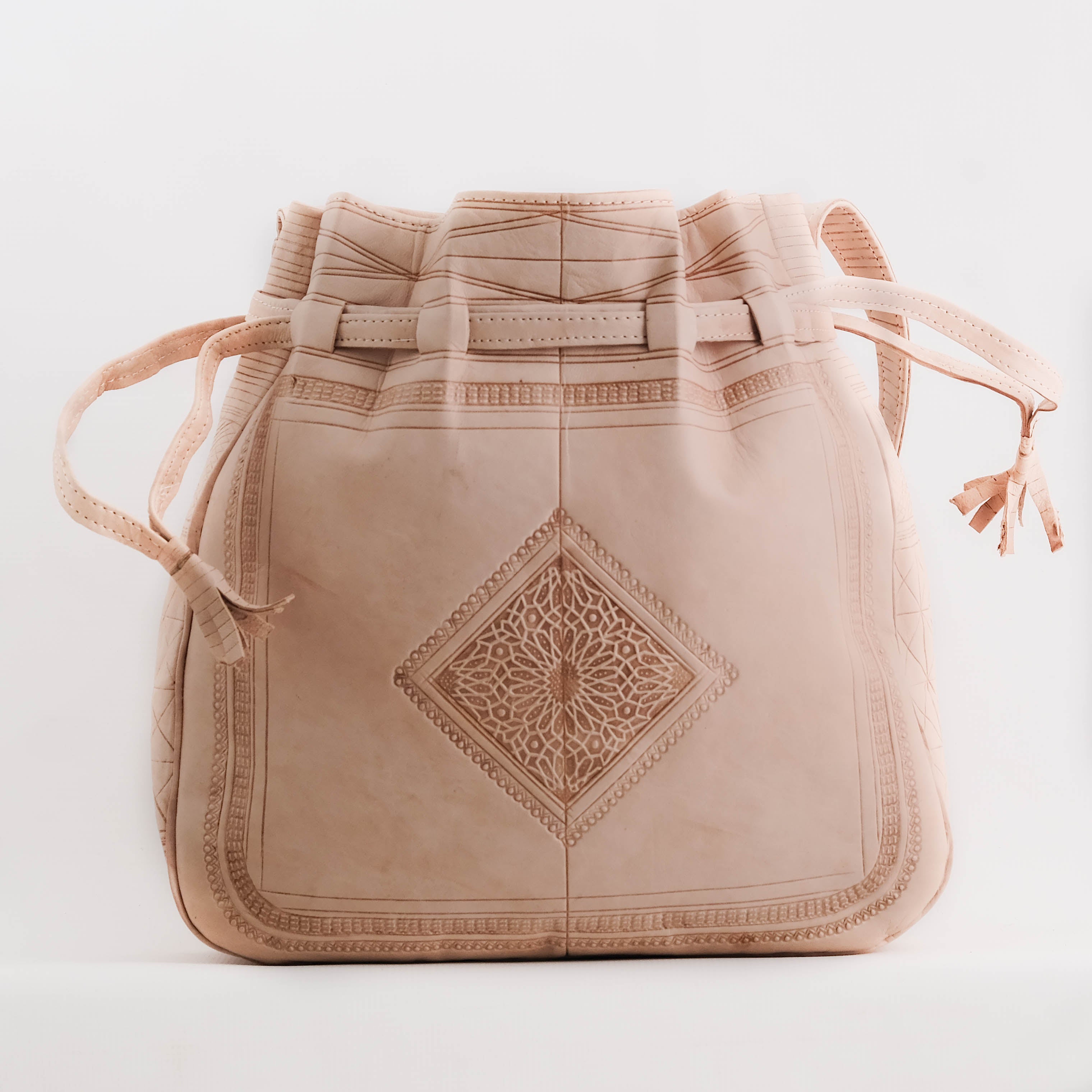Moroccan leather bag White