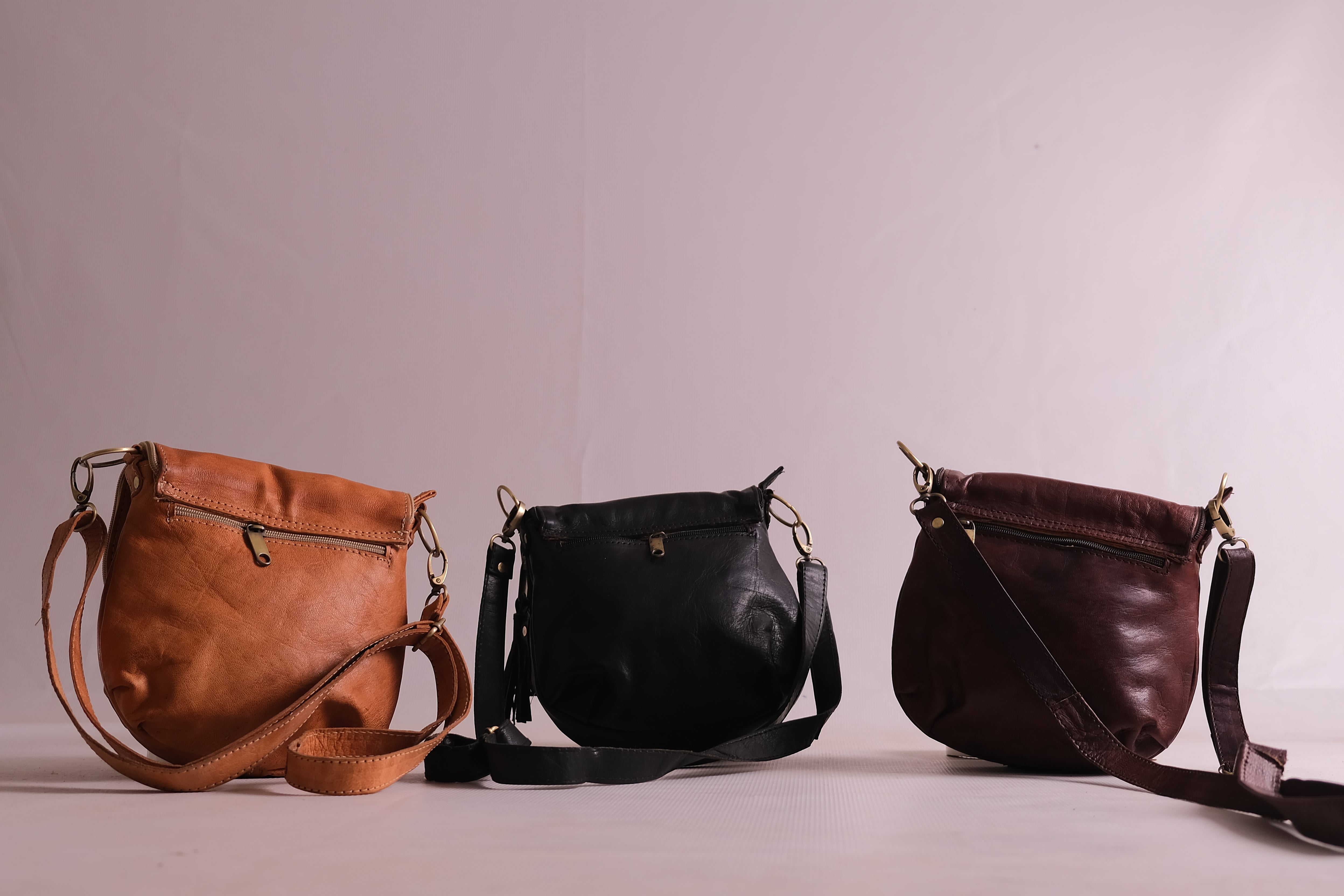 Moroccan Leather Bags, Brown+ Black+ Tan
