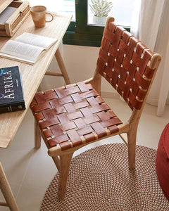 Dining Chair made of leather natural and wood