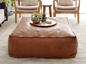 Genuine Leather Square Ottoman