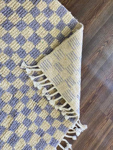 Light Purple Moroccan Berber wool Checkered area rug!
