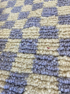 Light Purple Moroccan Berber wool Checkered area rug!