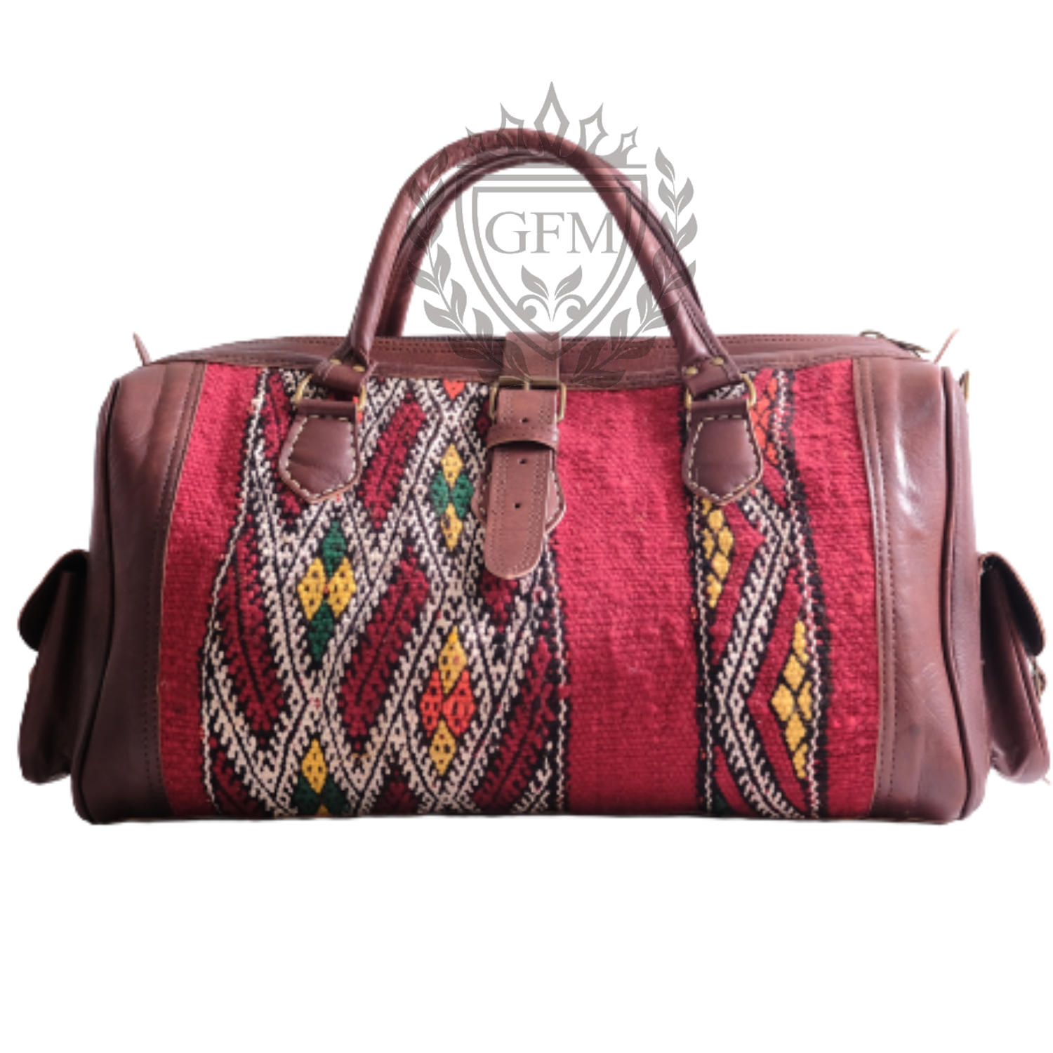 Medium Handmade Moroccan Kilim Duffle Bag – 17.7 in