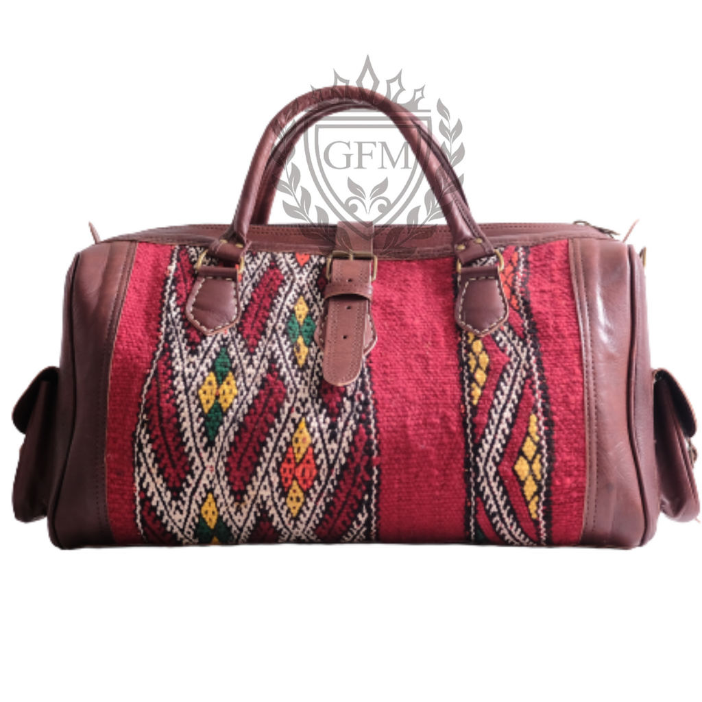 Medium Handmade Moroccan Kilim Duffle Bag – 17.7 in