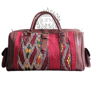 Medium Handmade Moroccan Kilim Duffle Bag – 17.7 in