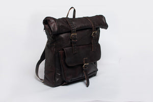 Luxury Leather Roll Top Backpack - GFM -giftsfrommorocco-morocco leather