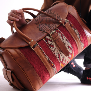 Premium Duffel Leather Kilim bag , Travel bag , Weekender bag