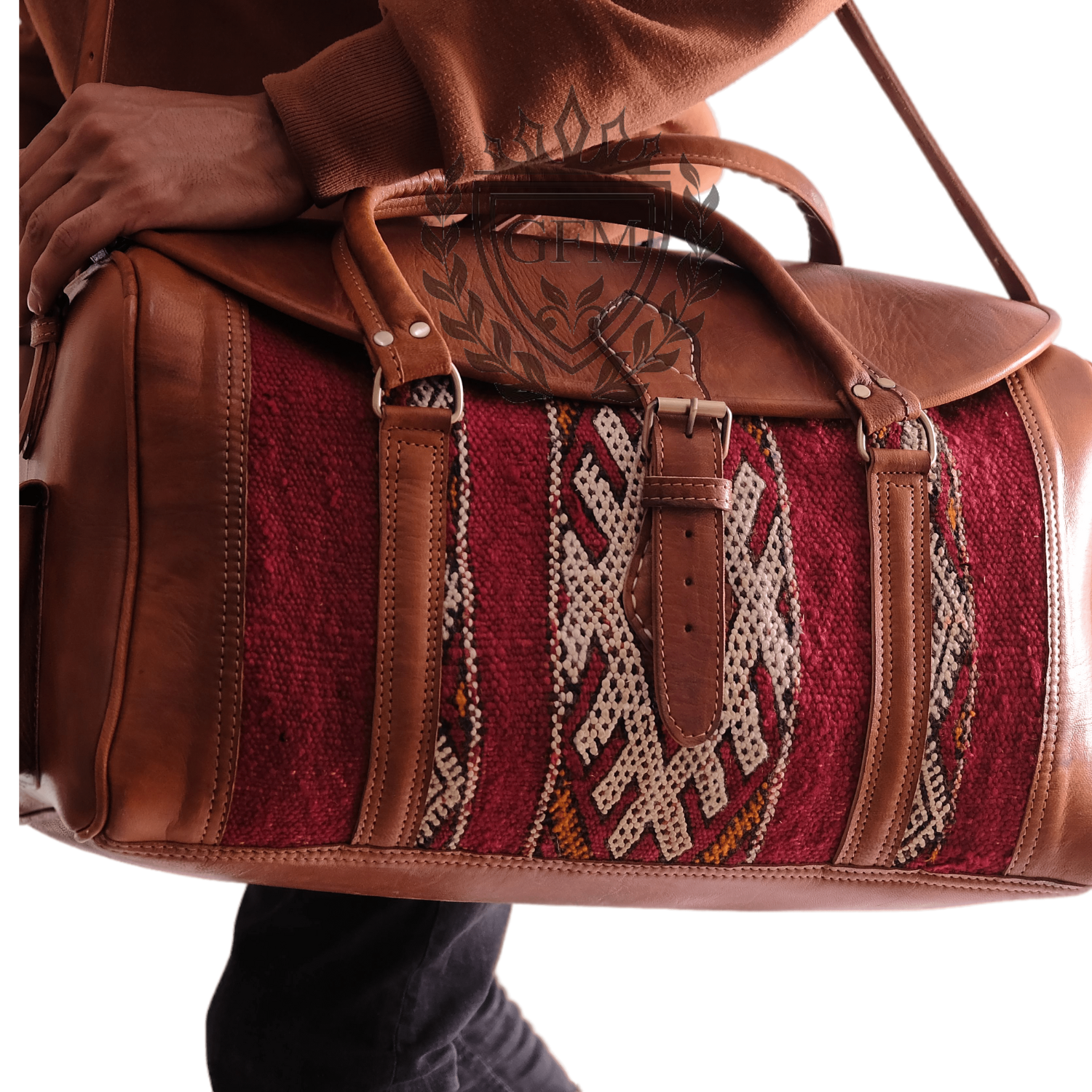 Premium Duffel Leather Kilim bag