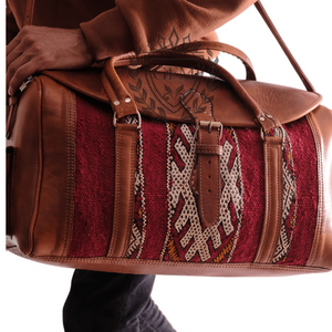 Premium Duffel Leather Kilim bag , Travel bag , Weekender bag