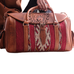Premium Duffel Leather Kilim bag , Travel bag , Weekender bag