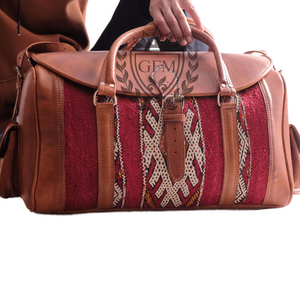 Premium Duffel Leather Kilim bag