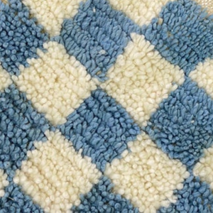 blue and white checkered rug