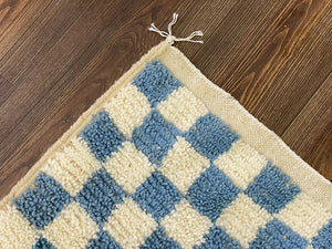 Blue and white checkered rug! wool checkerboard rugs.