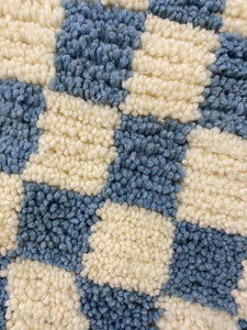 Blue and white checkered rug! wool checkerboard rugs.