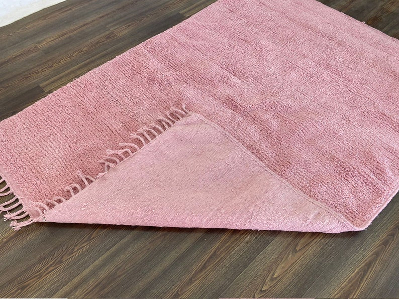 custom made moroccan berber solid pink area rug