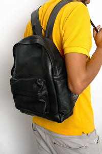 Travel Backpack , Black Leather Backpack