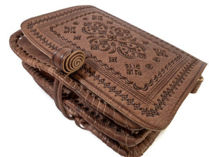 Sahara Bohemian Brown Leather bAg - GFM -giftsfrommorocco-morocco leather