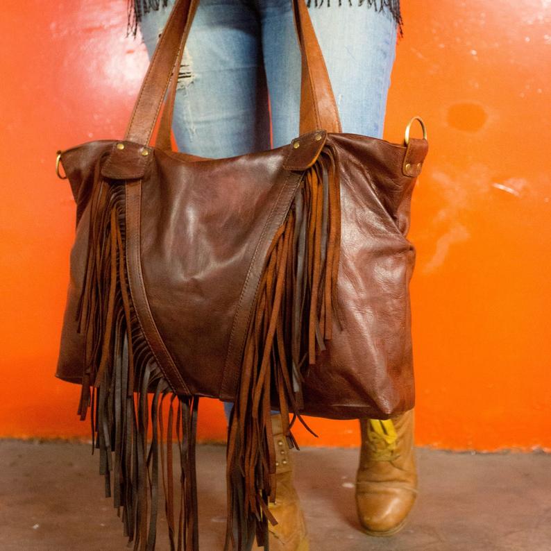 Fringe purse ,  bridesmaid Leather bag , Leather Hobo Purse