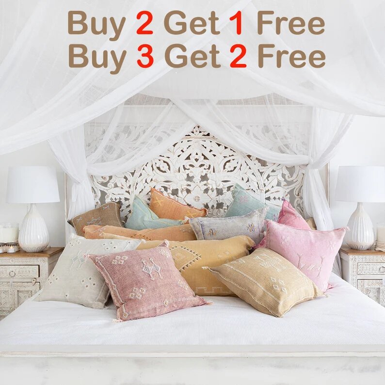 Handmade cactus silk Moroccan pillows