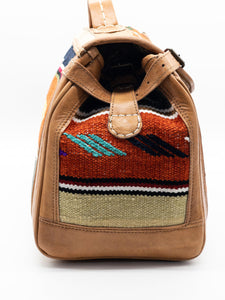 Handmade Moroccan Kilim Leather Weekender Bag - Vintage Bohemian Travel Duffel