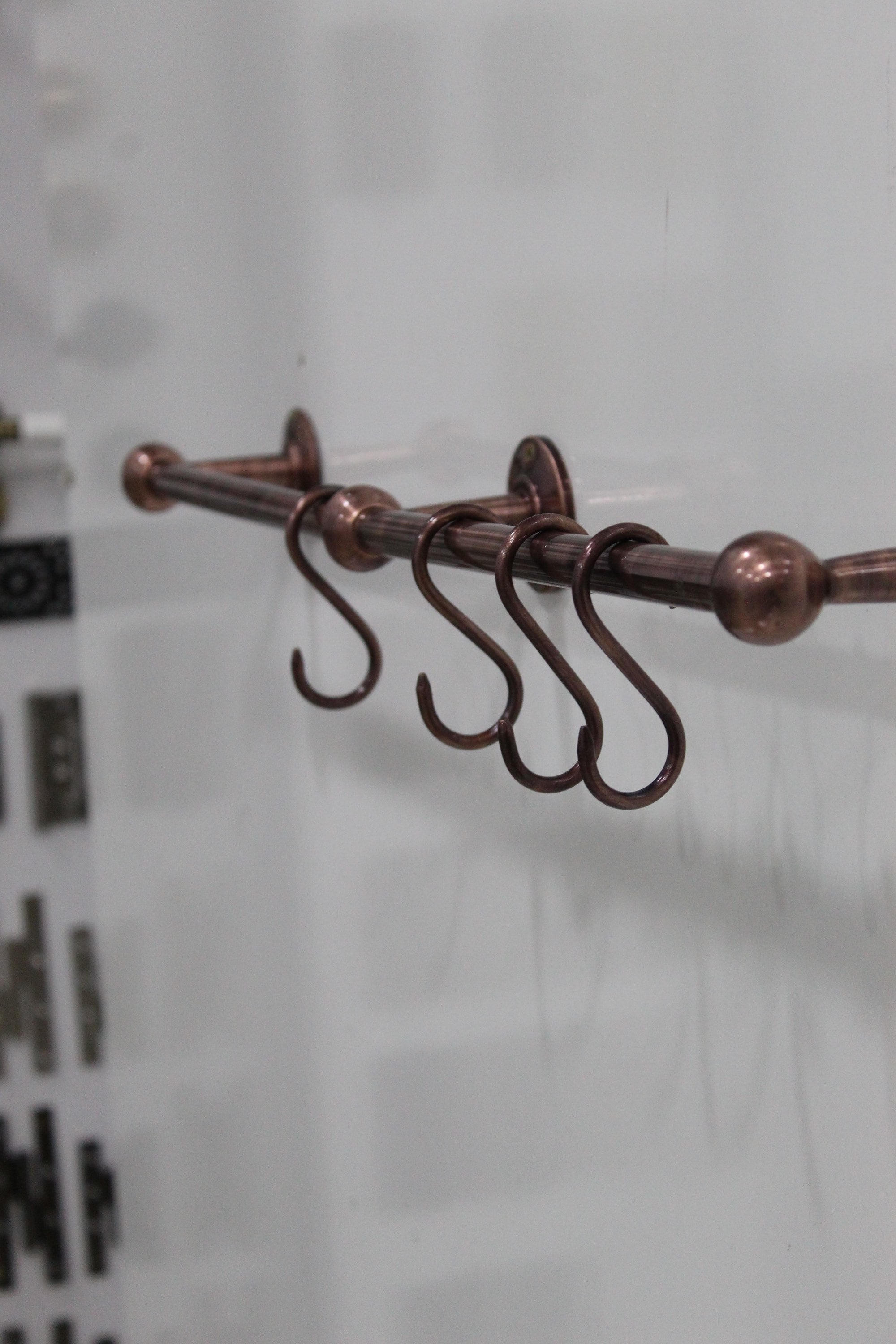 Copper Pot Rack | Antique Style Unlacquered Copper | Rustic Wall Mount