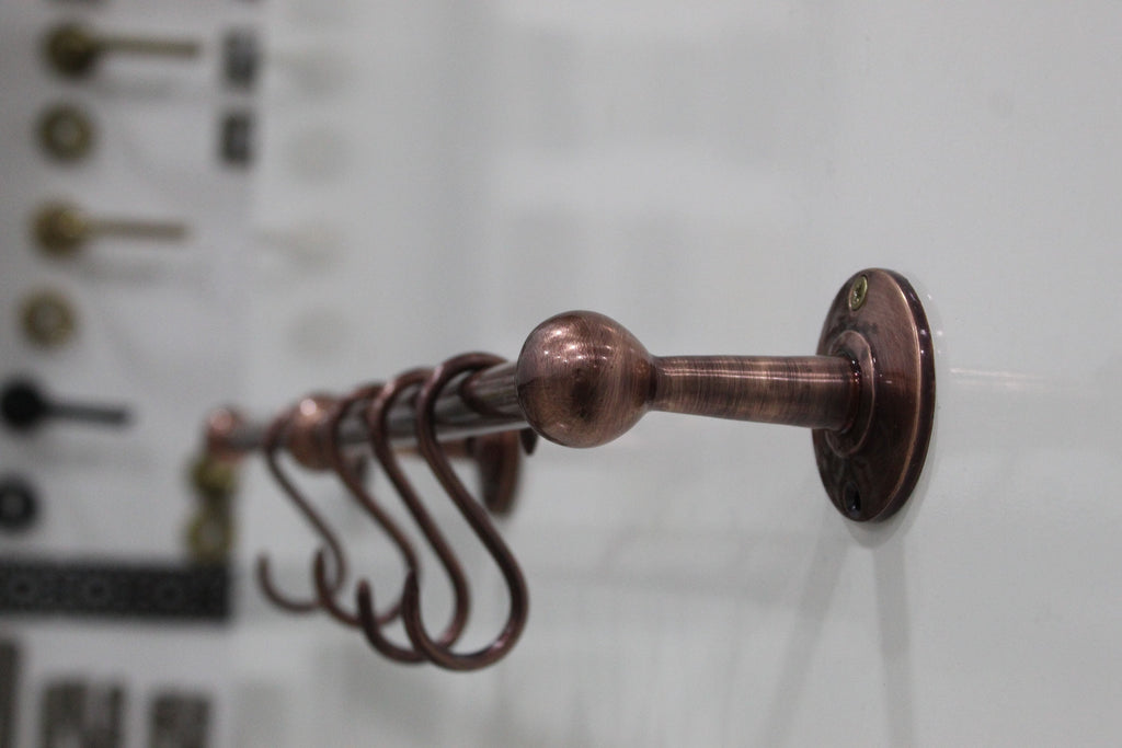 Copper Pot Rack | Antique Style Unlacquered Copper | Rustic Wall Mount