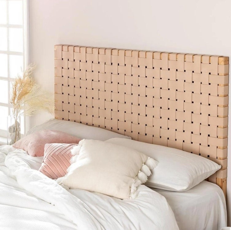 Woven Leather Strap Headboard | Wall Hanging | Boho Chic Headboard