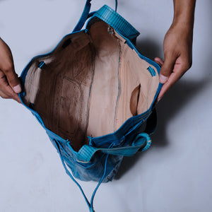 Moroccan leather bag Blue